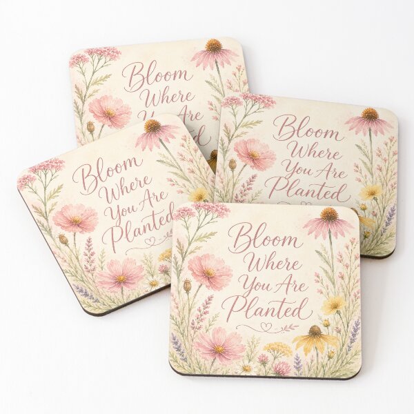 Item preview, Bloom Where You Are Planted Wildflower Watercolor Quote Art Print designed and sold by ebocraft.