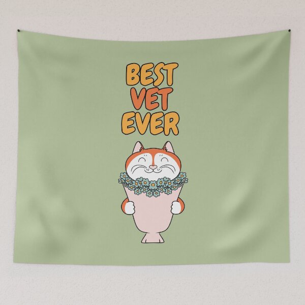 Item preview, BEST VET EVER Cat with Flowers designed and sold by HugSomeNettles.