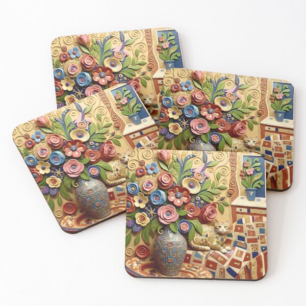 Item preview, Gustav Klimt Cat with Flowers designed and sold by Vicky Brago-Mitchell®.