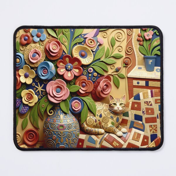 Item preview, Gustav Klimt Cat with Flowers designed and sold by Vicky Brago-Mitchell®.