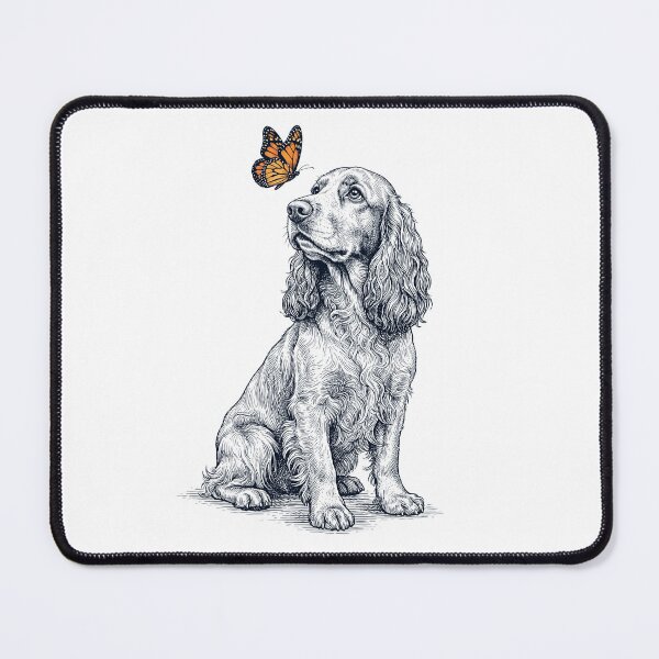 Item preview, Vintage Field Spaniel with Butterfly Dog Lover designed and sold by DoodleTortle.