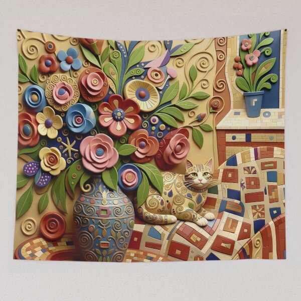 Item preview, Gustav Klimt Cat with Flowers designed and sold by Vicky Brago-Mitchell®.