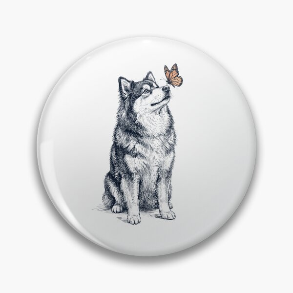 Item preview, Vintage Finnish Lapphund with Butterfly Dog Lover designed and sold by DoodleTortle.