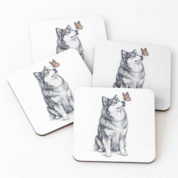 Item preview, Vintage Finnish Lapphund with Butterfly Dog Lover designed and sold by DoodleTortle.