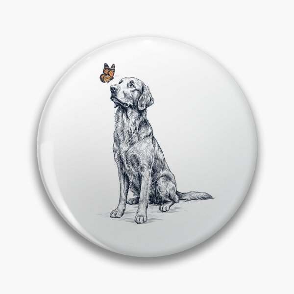 Item preview, Vintage Flat Coated Retriever with Butterfly Dog Lover designed and sold by DoodleTortle.