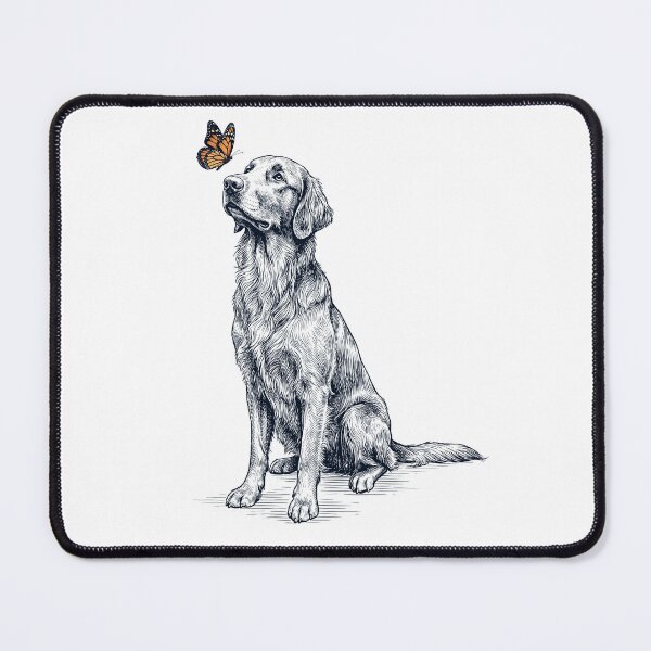 Item preview, Vintage Flat Coated Retriever with Butterfly Dog Lover designed and sold by DoodleTortle.