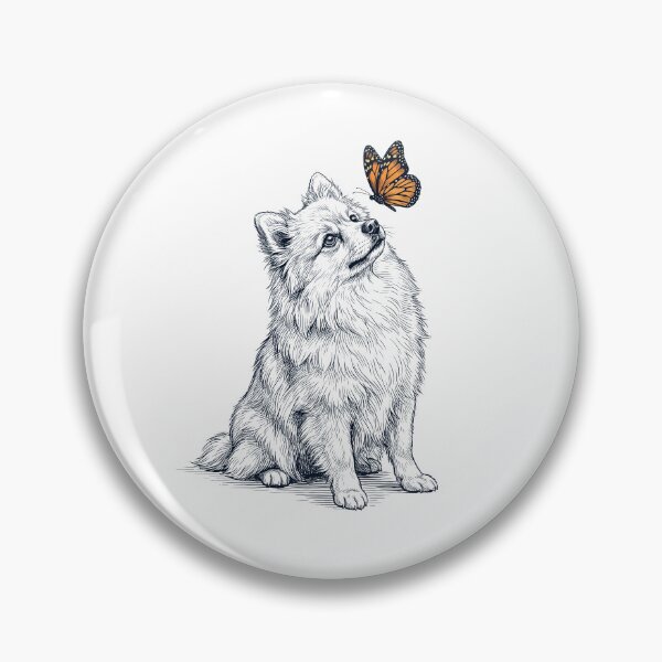 Item preview, Vintage German Spitz with Butterfly Dog Lover designed and sold by DoodleTortle.