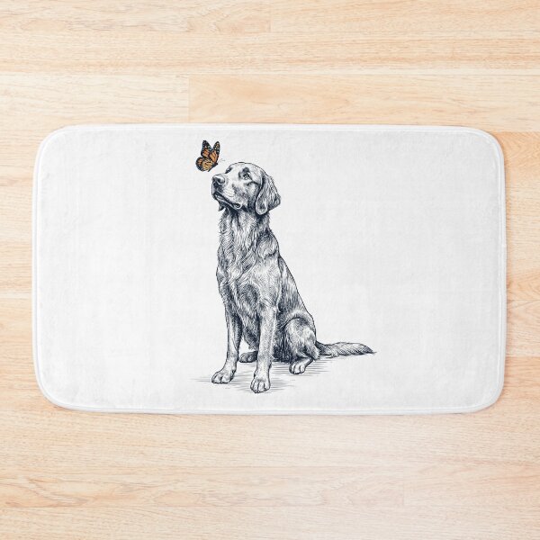 Item preview, Vintage Flat Coated Retriever with Butterfly Dog Lover designed and sold by DoodleTortle.