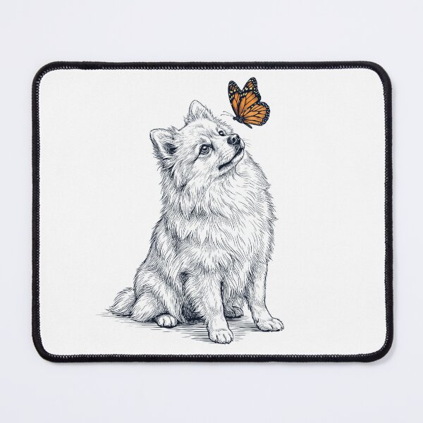 Item preview, Vintage German Spitz with Butterfly Dog Lover designed and sold by DoodleTortle.