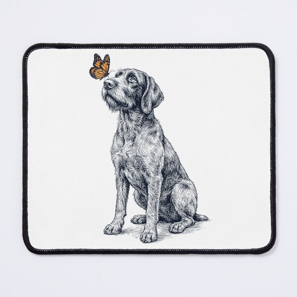 Item preview, Vintage German Wirehaired Pointer with Butterfly Dog Lover designed and sold by DoodleTortle.