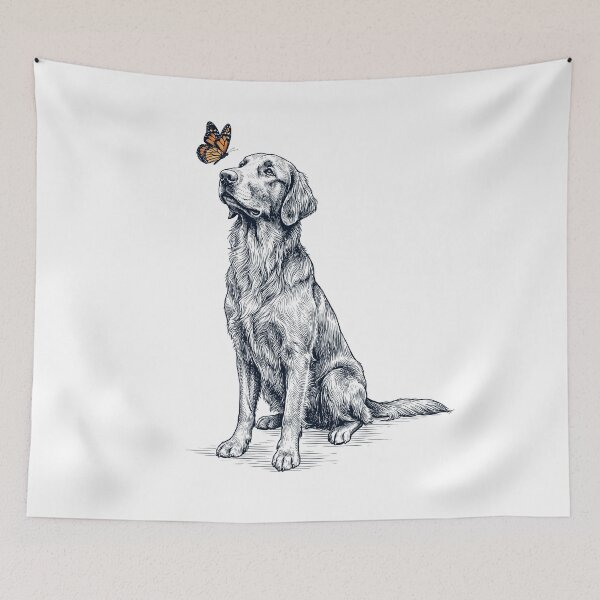 Item preview, Vintage Flat Coated Retriever with Butterfly Dog Lover designed and sold by DoodleTortle.