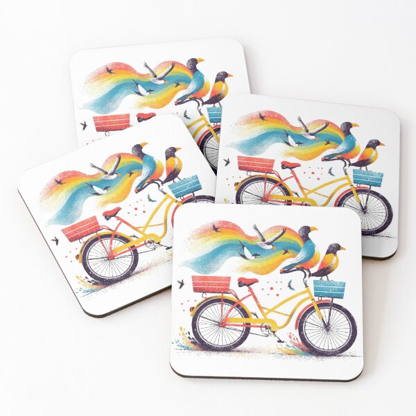 Item preview, Rainbow Bicycle Birds Pride Illustration designed and sold by VikArt7.