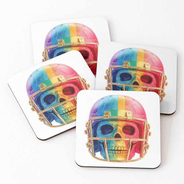Item preview, Rainbow Pride Football Skull Helmet designed and sold by VikArt7.