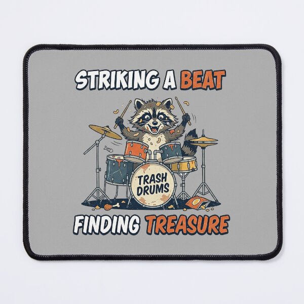 Item preview, Funny Raccoon Drummer - Striking a Beat Finding Treasure Trash Drums designed and sold by Style-InkPulse.