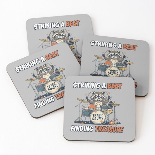 Item preview, Funny Raccoon Drummer - Striking a Beat Finding Treasure Trash Drums designed and sold by Style-InkPulse.