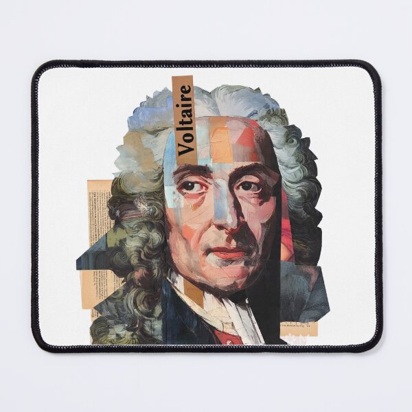 Item preview, Voltaire – Enlightenment Collage Portrait Art Print | Philosophy Satire Literary Poster designed and sold by OzzFrequency.