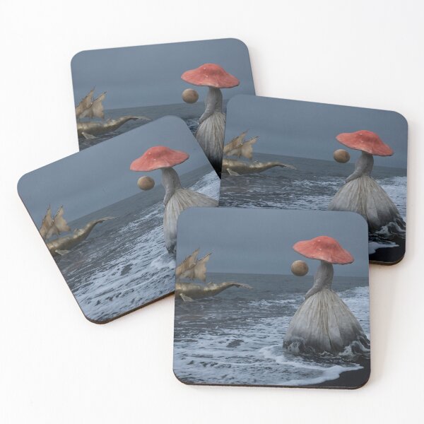 Item preview, Surreal Ocean Dream: The Golden Whale and Mushroom Maiden designed and sold by afarkar.