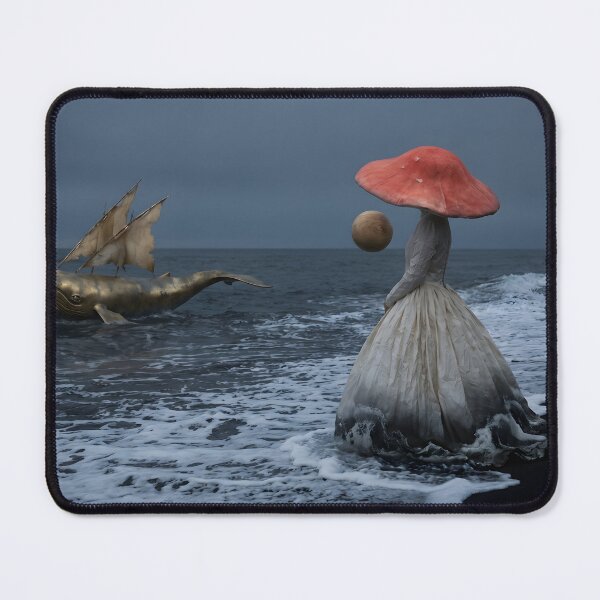 Item preview, Surreal Ocean Dream: The Golden Whale and Mushroom Maiden designed and sold by afarkar.