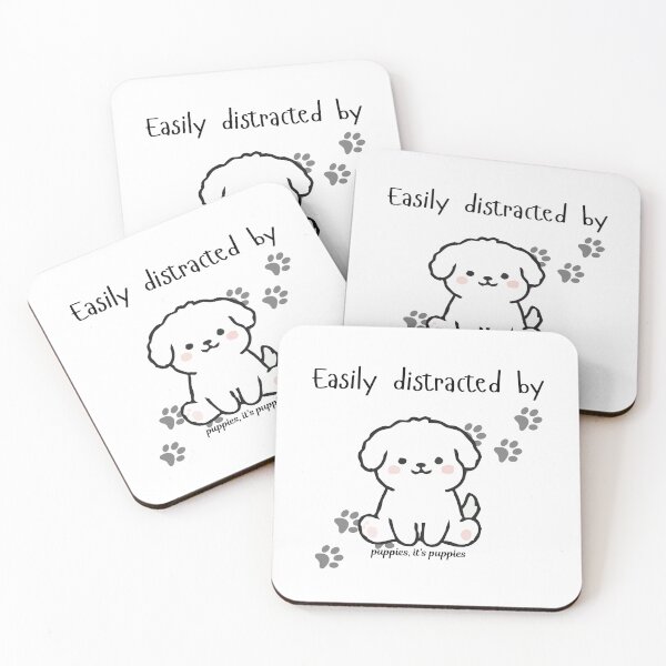 Item preview, Distracted By Puppies — Cute Fluffy White Dog Kawaii Paw Print Funny Dog Lover Gift designed and sold by DonnaRaine.