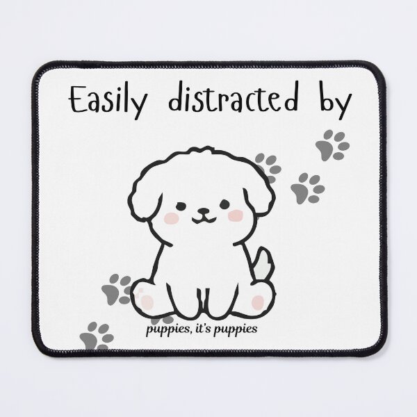 Item preview, Distracted By Puppies — Cute Fluffy White Dog Kawaii Paw Print Funny Dog Lover Gift designed and sold by DonnaRaine.
