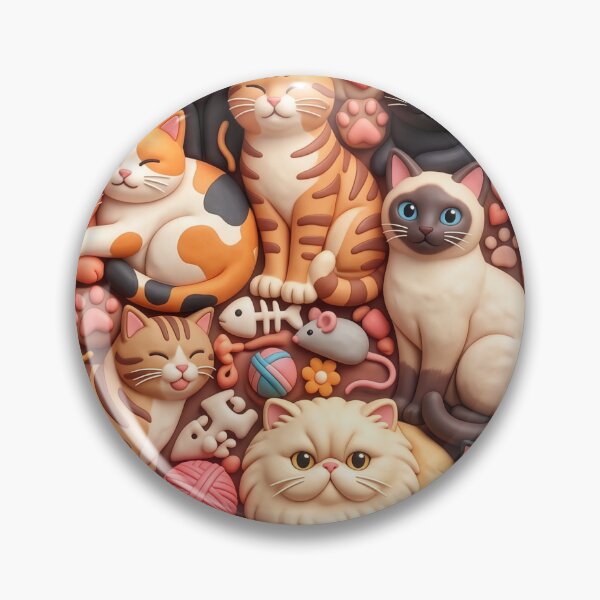 Item preview, Cute Cat Pattern – Kawaii Clay Style Cat Lover Gift designed and sold by StillWildink.