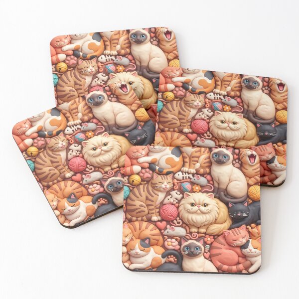 Item preview, Cute Cat Pattern – Kawaii Clay Style Cat Lover Gift designed and sold by StillWildink.