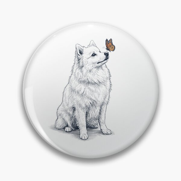 Item preview, Vintage Japanese Spitz with Butterfly Dog Lover designed and sold by DoodleTortle.
