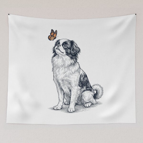 Item preview, Vintage Japanese Chin with Butterfly Dog Lover designed and sold by DoodleTortle.