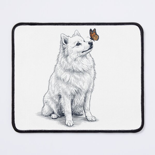 Item preview, Vintage Japanese Spitz with Butterfly Dog Lover designed and sold by DoodleTortle.