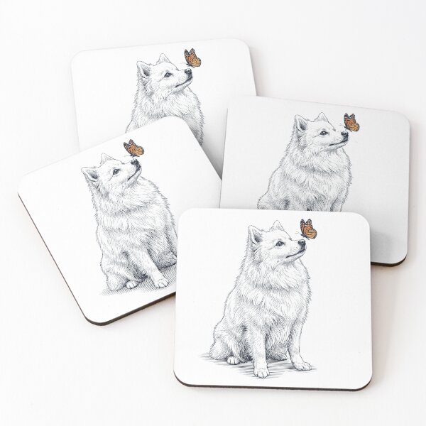 Item preview, Vintage Japanese Spitz with Butterfly Dog Lover designed and sold by DoodleTortle.