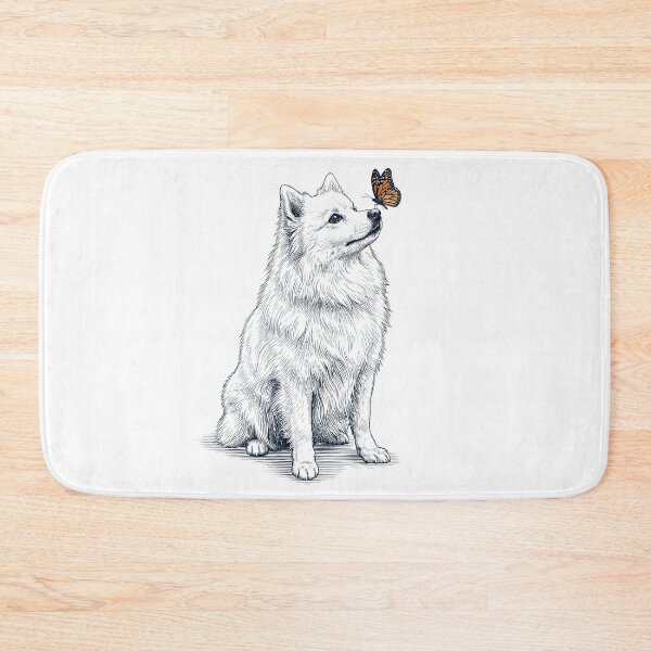 Item preview, Vintage Japanese Spitz with Butterfly Dog Lover designed and sold by DoodleTortle.