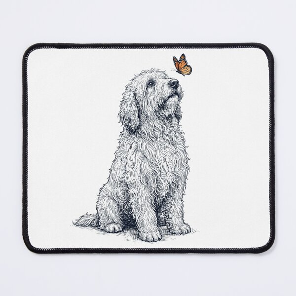 Item preview, Vintage Komondor with Butterfly Dog Lover designed and sold by DoodleTortle.