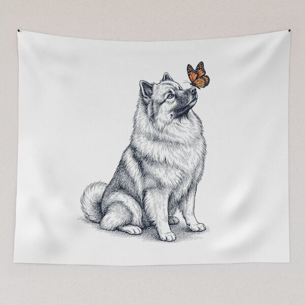 Item preview, Vintage Keeshond with Butterfly Dog Lover designed and sold by DoodleTortle.