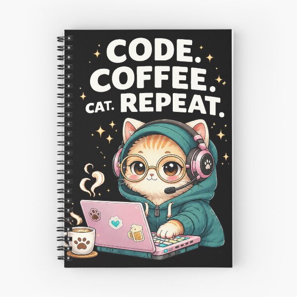 Item preview, Gamer cat with laptop – Code Coffee Cat Repeat Design designed and sold by thirtyonestars.