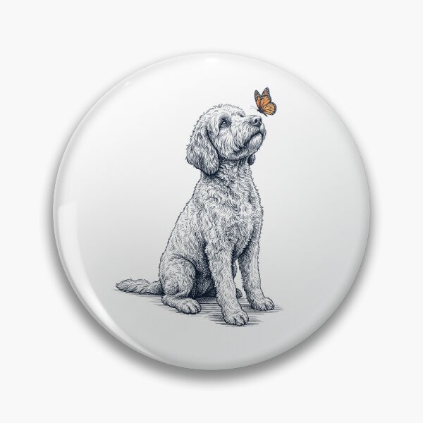 Item preview, Vintage Labradoodle with Butterfly Dog Lover designed and sold by DoodleTortle.