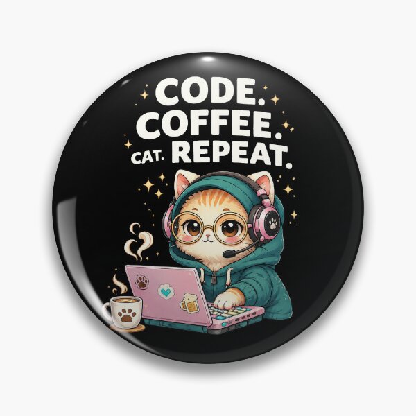 Item preview, Gamer cat with laptop – Code Coffee Cat Repeat Design designed and sold by thirtyonestars.