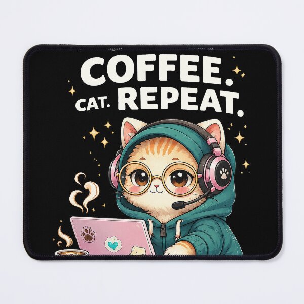 Item preview, Gamer cat with laptop – Code Coffee Cat Repeat Design designed and sold by thirtyonestars.