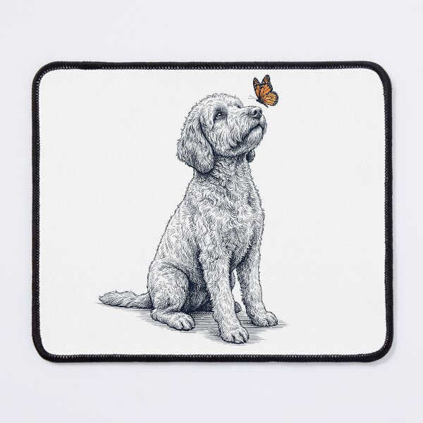 Item preview, Vintage Labradoodle with Butterfly Dog Lover designed and sold by DoodleTortle.
