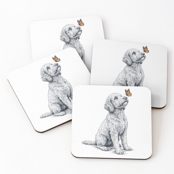 Item preview, Vintage Labradoodle with Butterfly Dog Lover designed and sold by DoodleTortle.
