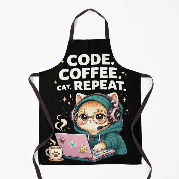 Item preview, Gamer cat with laptop – Code Coffee Cat Repeat Design designed and sold by thirtyonestars.