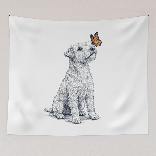 Item preview, Vintage Lakeland Terrier with Butterfly Dog Lover designed and sold by DoodleTortle.