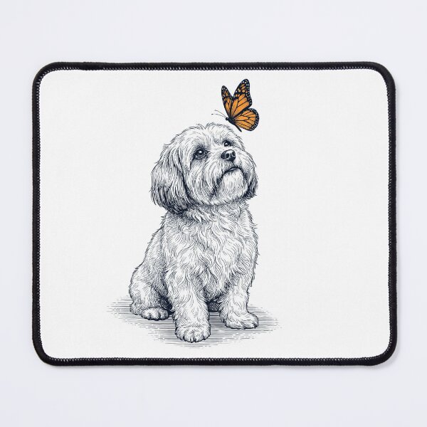 Item preview, Vintage Lhasa Apso with Butterfly Dog Lover designed and sold by DoodleTortle.
