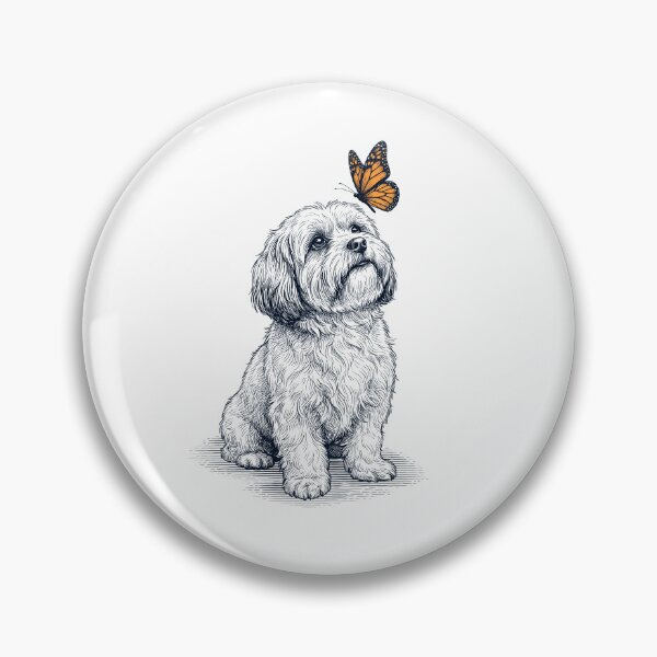 Item preview, Vintage Lhasa Apso with Butterfly Dog Lover designed and sold by DoodleTortle.