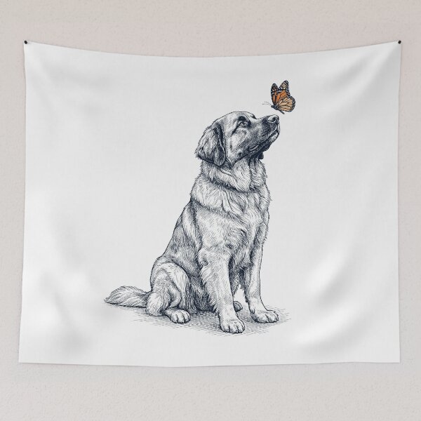 Item preview, Vintage Leonberger with Butterfly Dog Lover designed and sold by DoodleTortle.