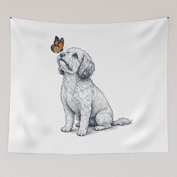 Item preview, Vintage Lowchen with Butterfly Dog Lover designed and sold by DoodleTortle.