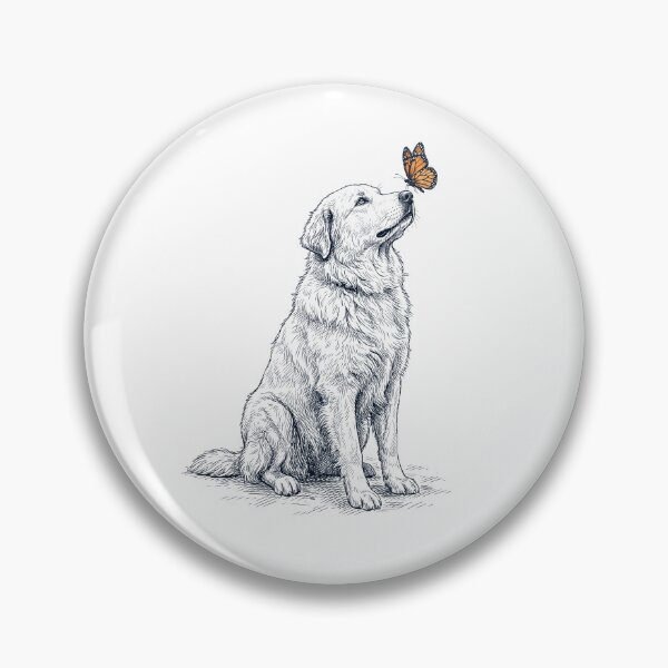 Item preview, Vintage Maremma Sheepdog with Butterfly Dog Lover designed and sold by DoodleTortle.
