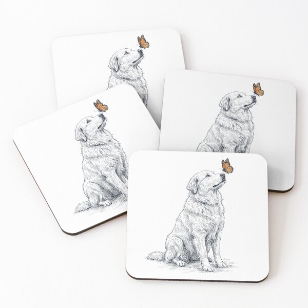 Item preview, Vintage Maremma Sheepdog with Butterfly Dog Lover designed and sold by DoodleTortle.