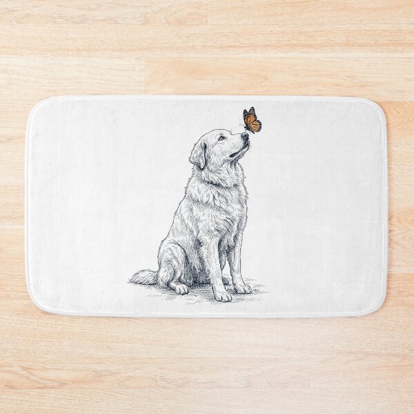 Item preview, Vintage Maremma Sheepdog with Butterfly Dog Lover designed and sold by DoodleTortle.