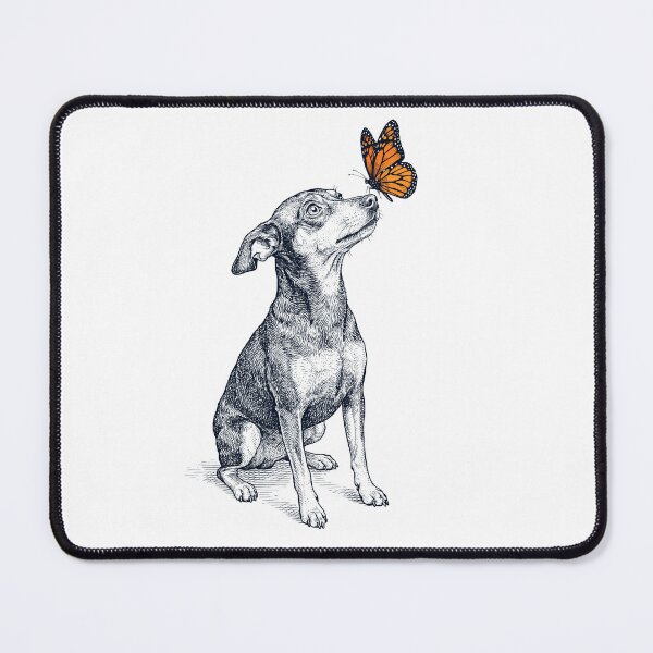 Item preview, Vintage Miniature Pinscher with Butterfly Dog Lover designed and sold by DoodleTortle.