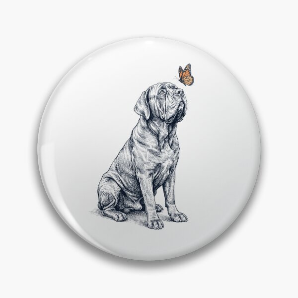 Item preview, Vintage Neapolitan Mastiff with Butterfly Dog Lover designed and sold by DoodleTortle.